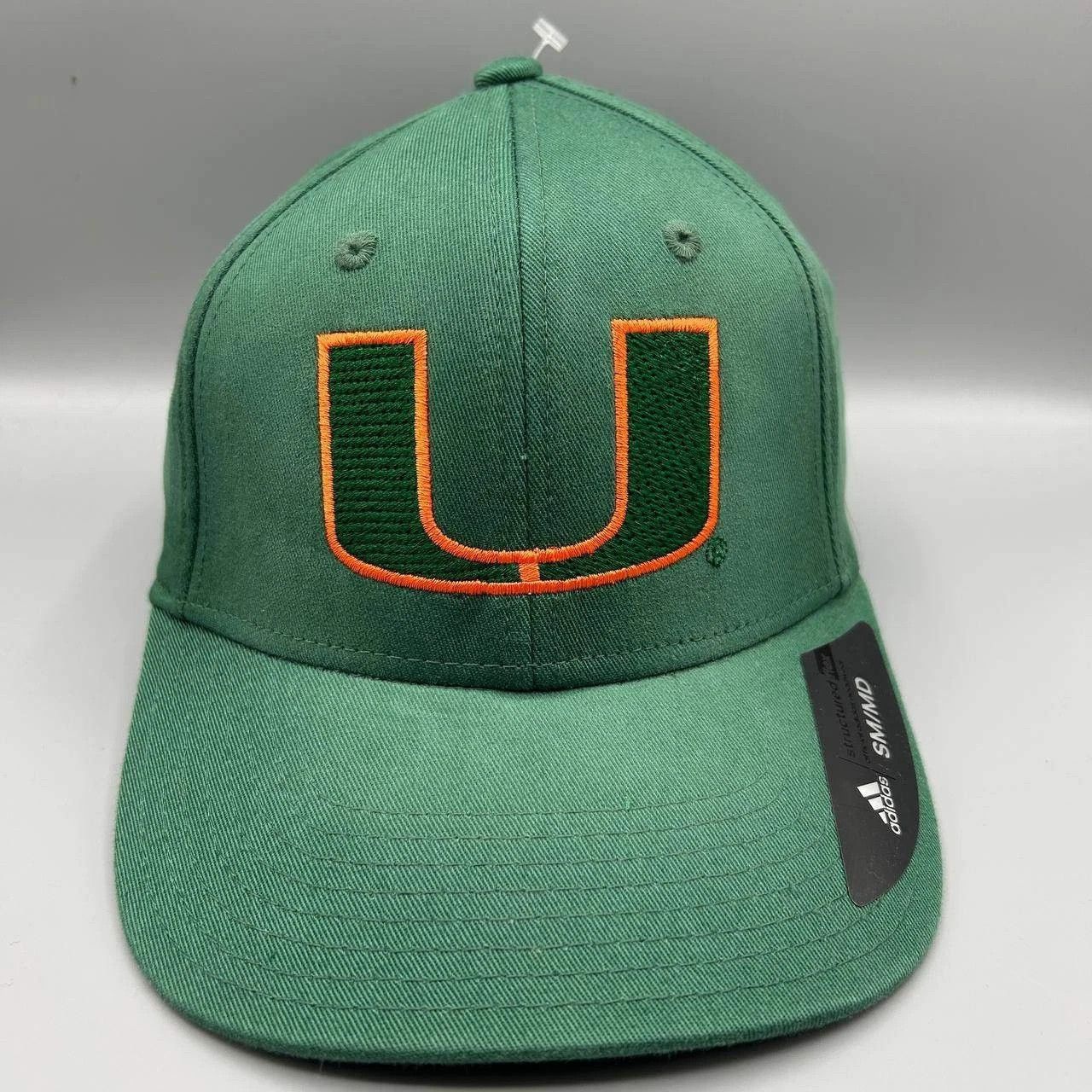 Adidas Miami Hurricanes Hat Men Green Adidas Stretch Fitted Cap S-M Size ONE SIZE - 1 Thumbnail