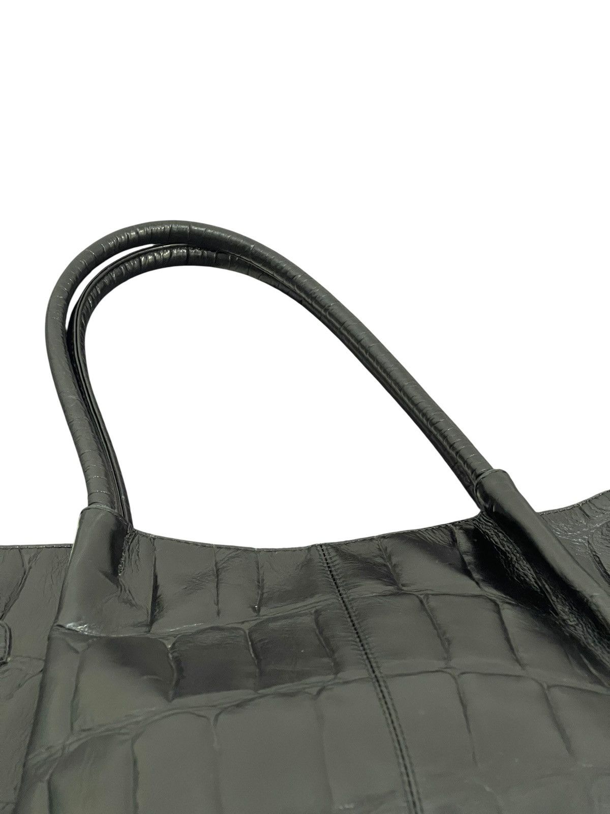 Genuine Leather Crocodile Embossed Leather Unknown Tote Shoulder Bag 7🟩 Size ONE SIZE - 10 Thumbnail