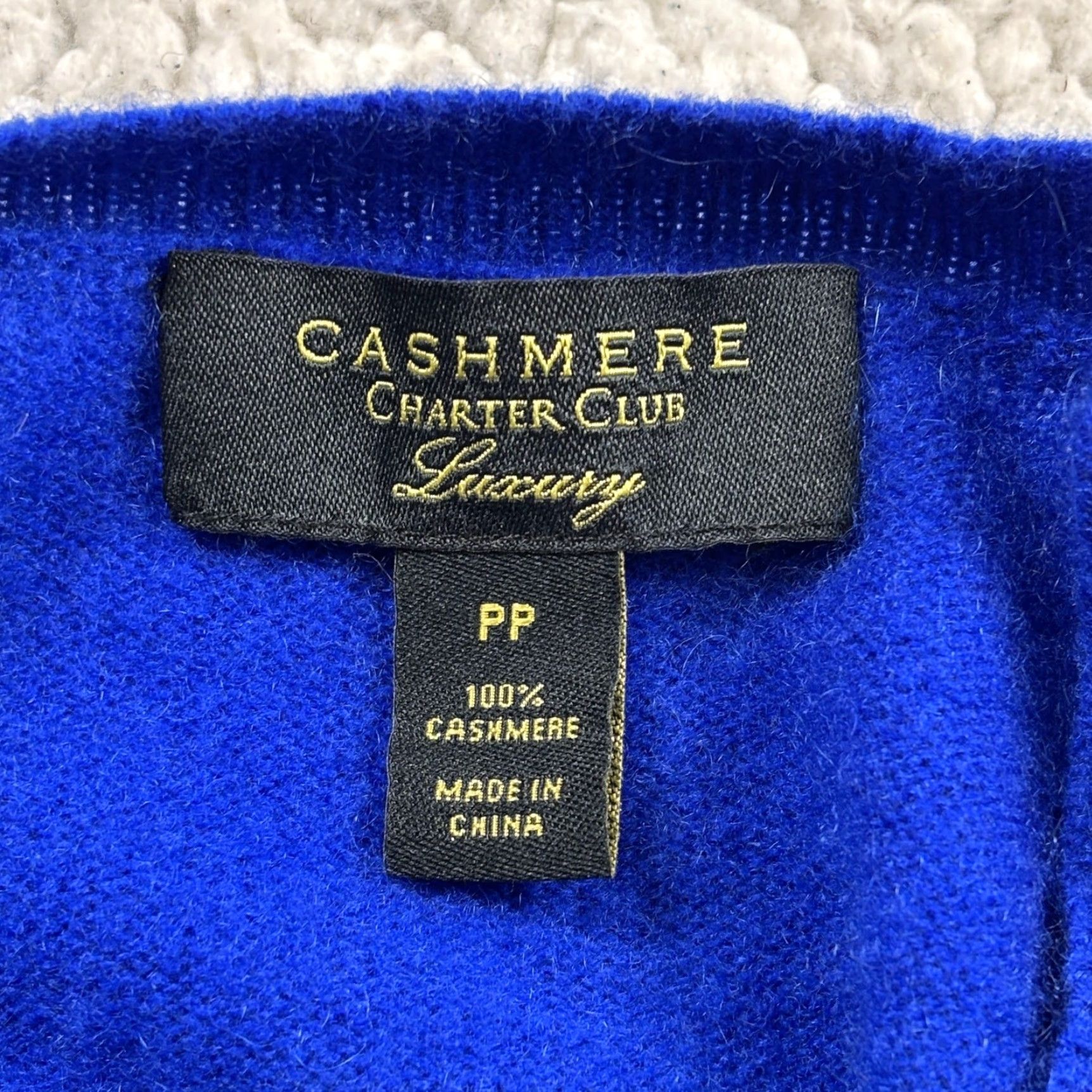 Charter Club Charter Club Luxury 100% Cashmere Sweater Women PS Petite Small Blue V-Neck Knit Size S / US 4 / IT 40 - 7 Thumbnail