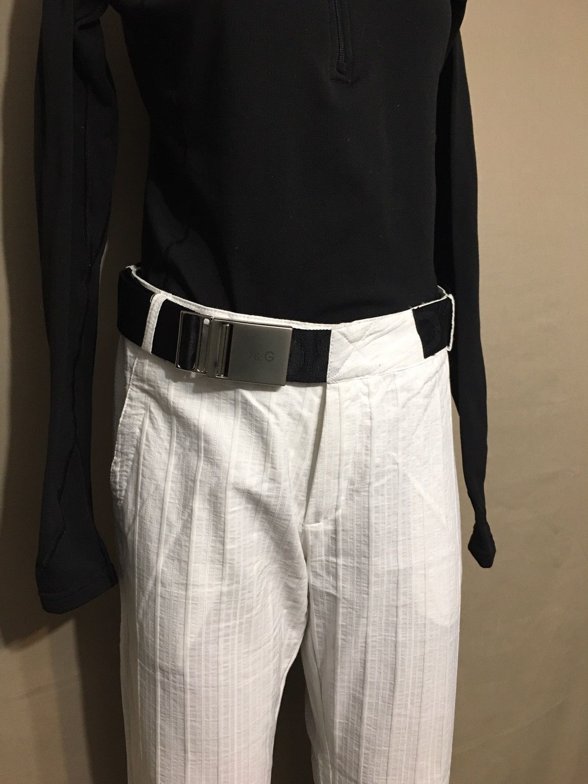 Dolce & Gabbana Dolce & Gabbana Vintage White Stripped Cotton Pants Size 31 Size 31" - 2 Thumbnail