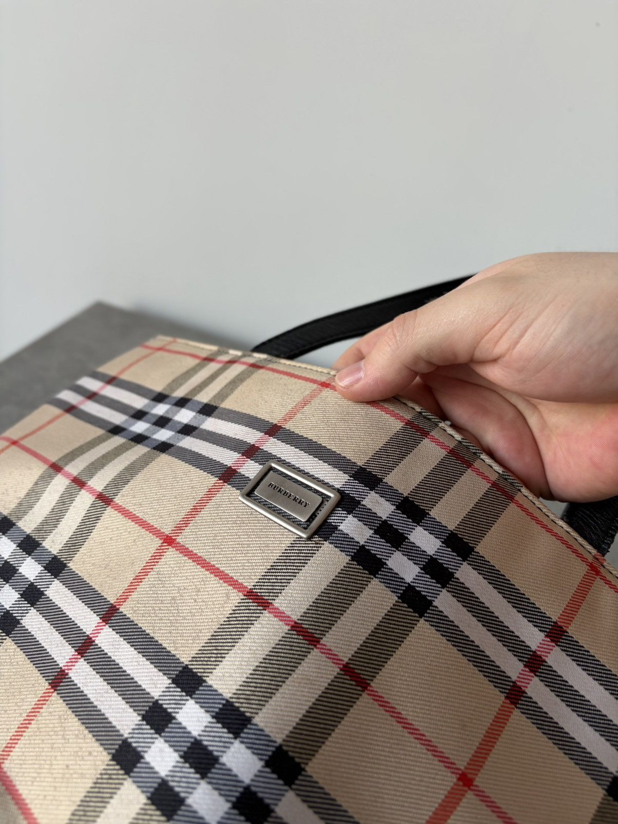 Burberry Rare Burberry Blue Label Tote Nova Check Beige Canvas Bag Size ONE SIZE - 11 Thumbnail