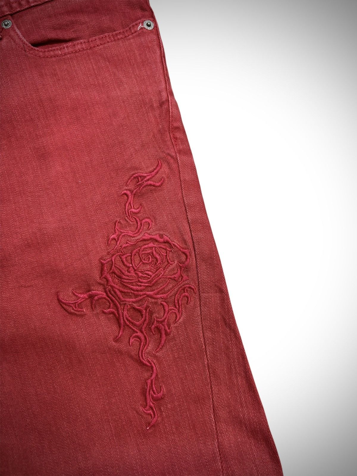 Tornado Mart 2000’s Tornado Mart - Flower Maroon Jeans Size US 30 / EU 46 - 8 Thumbnail