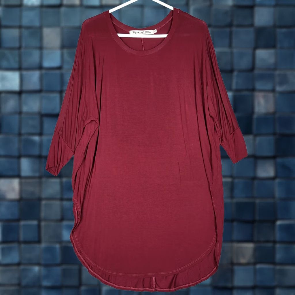 Michael Stars Michael Stars Burgundy Round Neck Women's Stretch Tunic top OS Regular Size One Size Blouse Size ONE SIZE - 1 Thumbnail