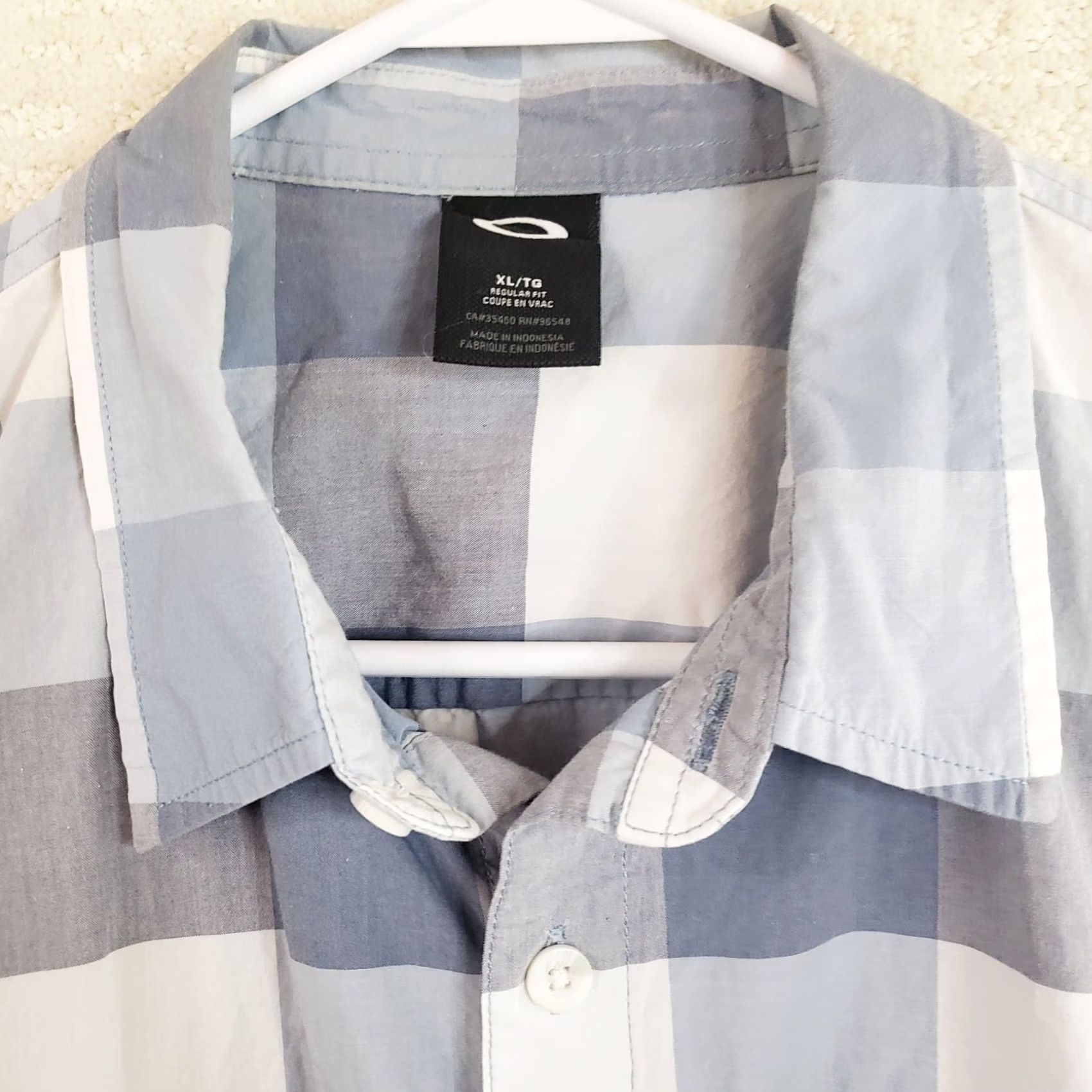 Oakley OAKLEY Gray White Blue Plaid Short Sleeve Button-Down Shirt - Mens XL Size US XL / EU 56 / 4 - 5 Thumbnail