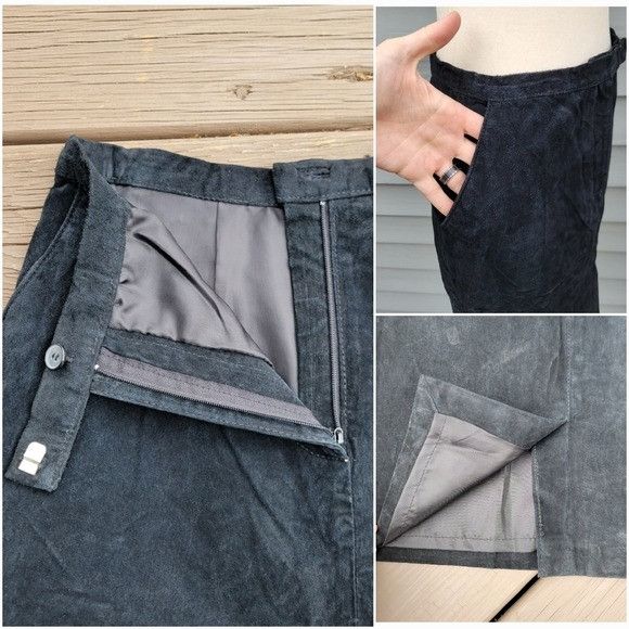 Vintage Vintage 90s y2k Bratz Black Suede Leather High Waisted Midi Size 28" / US 6 / IT 42 - 6 Thumbnail