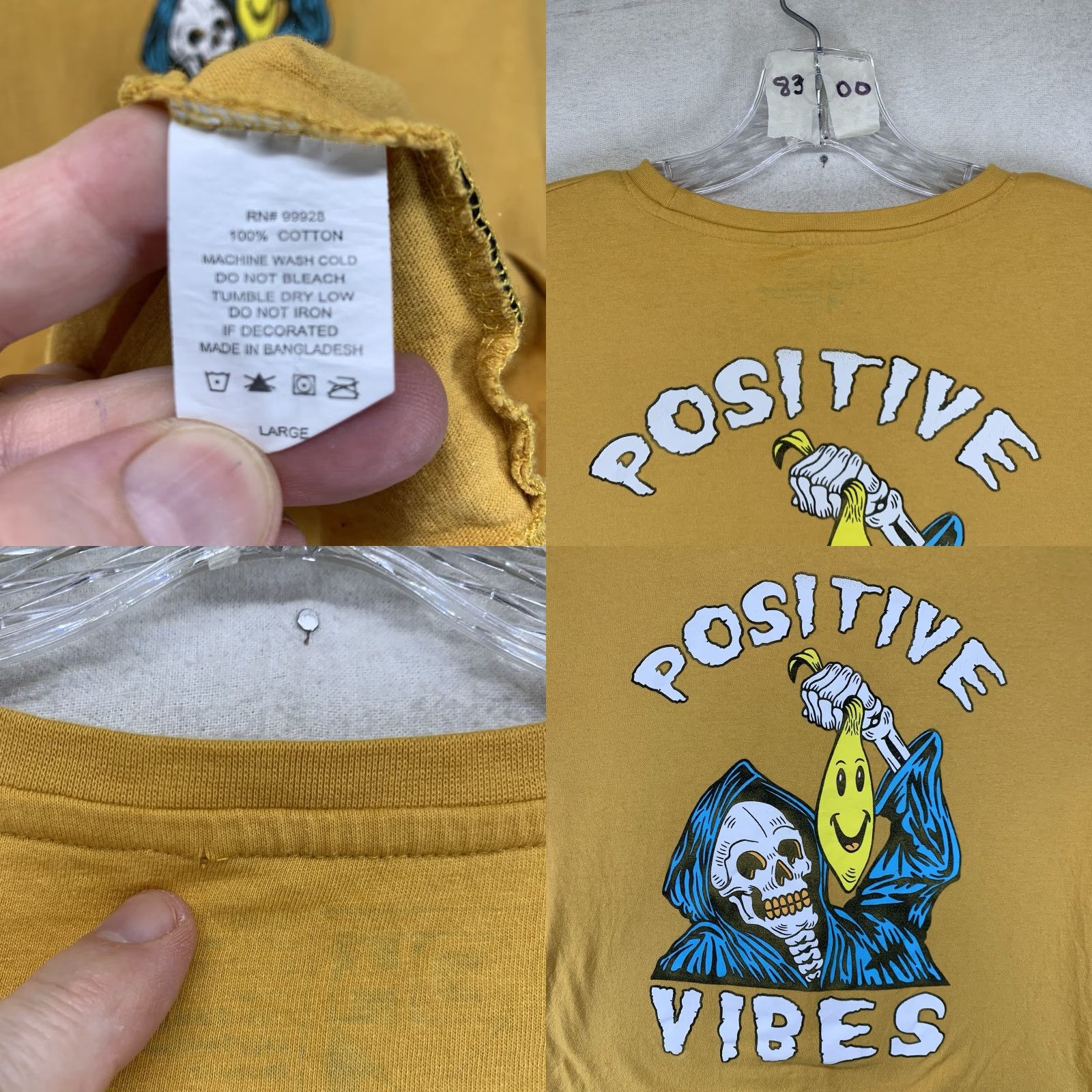 VIBE VINTAGE Dikotomy Women’s T-Shirt Large Casual Short Sleeve Crew Neck 100% Cotton Graphic Skull Mustard Yellow Humor Size L / US 10 / IT 46 - 8 Thumbnail