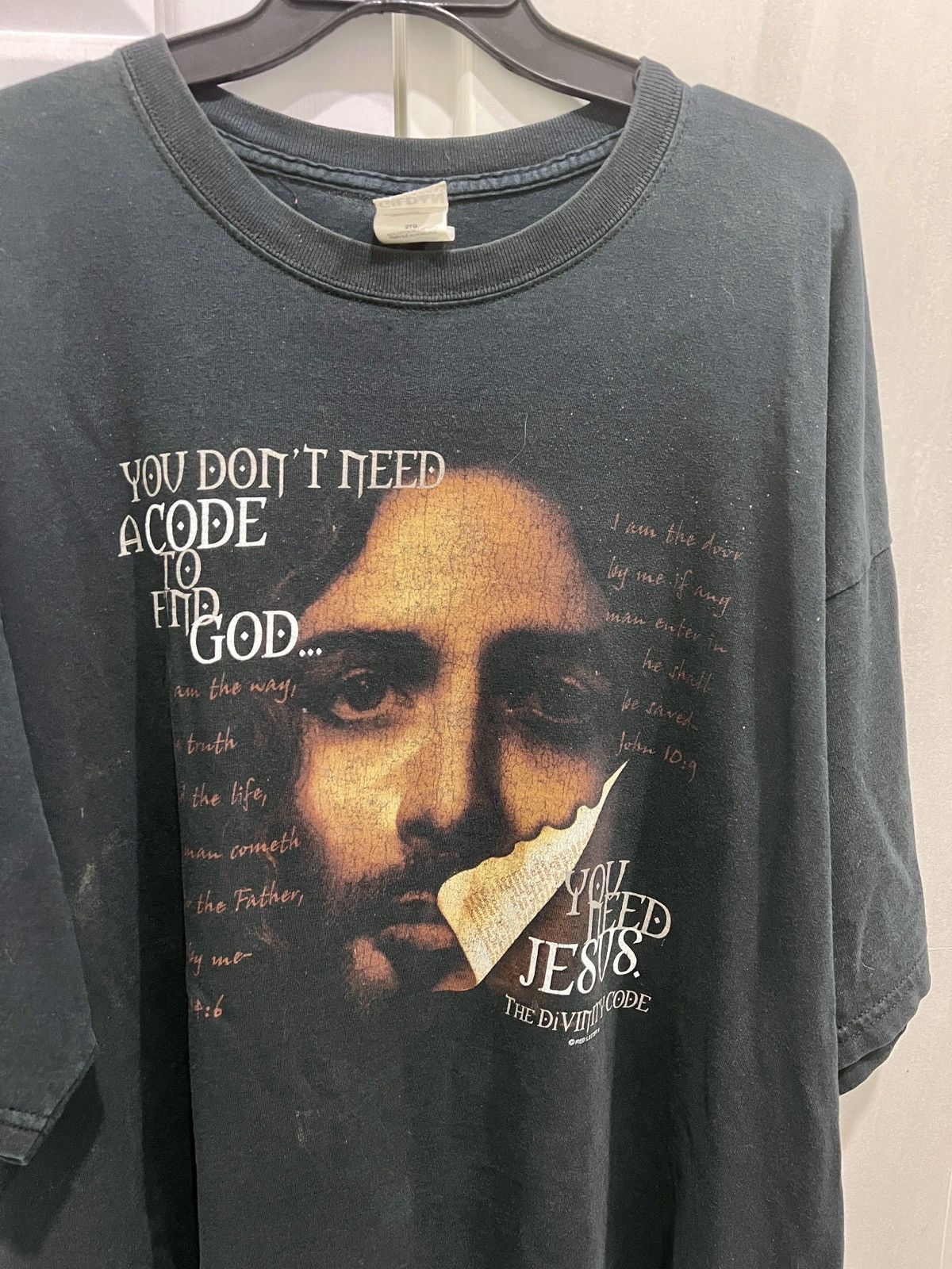Vintage Vintage Y2K THE DIVINITY CODE Jesus God Holy Bible Faded 2XL Size US XXL / EU 58 / 5 - 4 Thumbnail