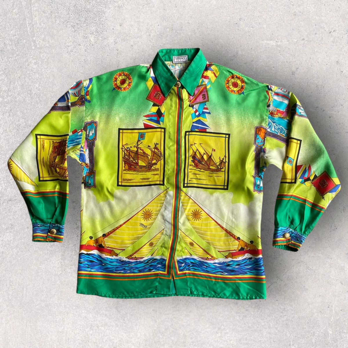 Versace Vintage Silk Versace Sport Sailing Oversize Shirt Size S / US 4 / IT 40 - 1 Thumbnail