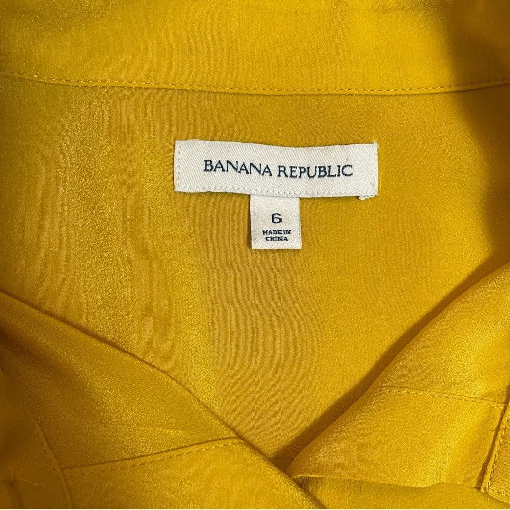 Banana Republic Banana Republic 100% Silk Yellow Long Sleeve Blouse Size 6 Size M / US 6-8 / IT 42-44 - 6 Thumbnail