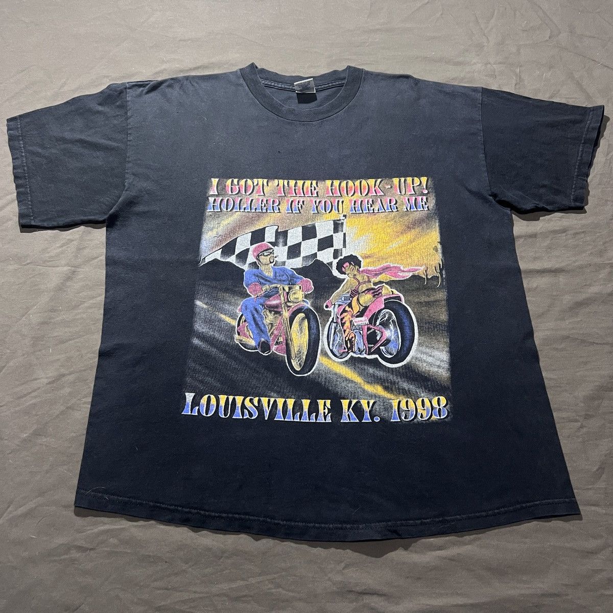 Vintage Vintage 90s Biker Got The Hook Up Faded graphic streetwear Size US XL / EU 56 / 4 - 4 Thumbnail