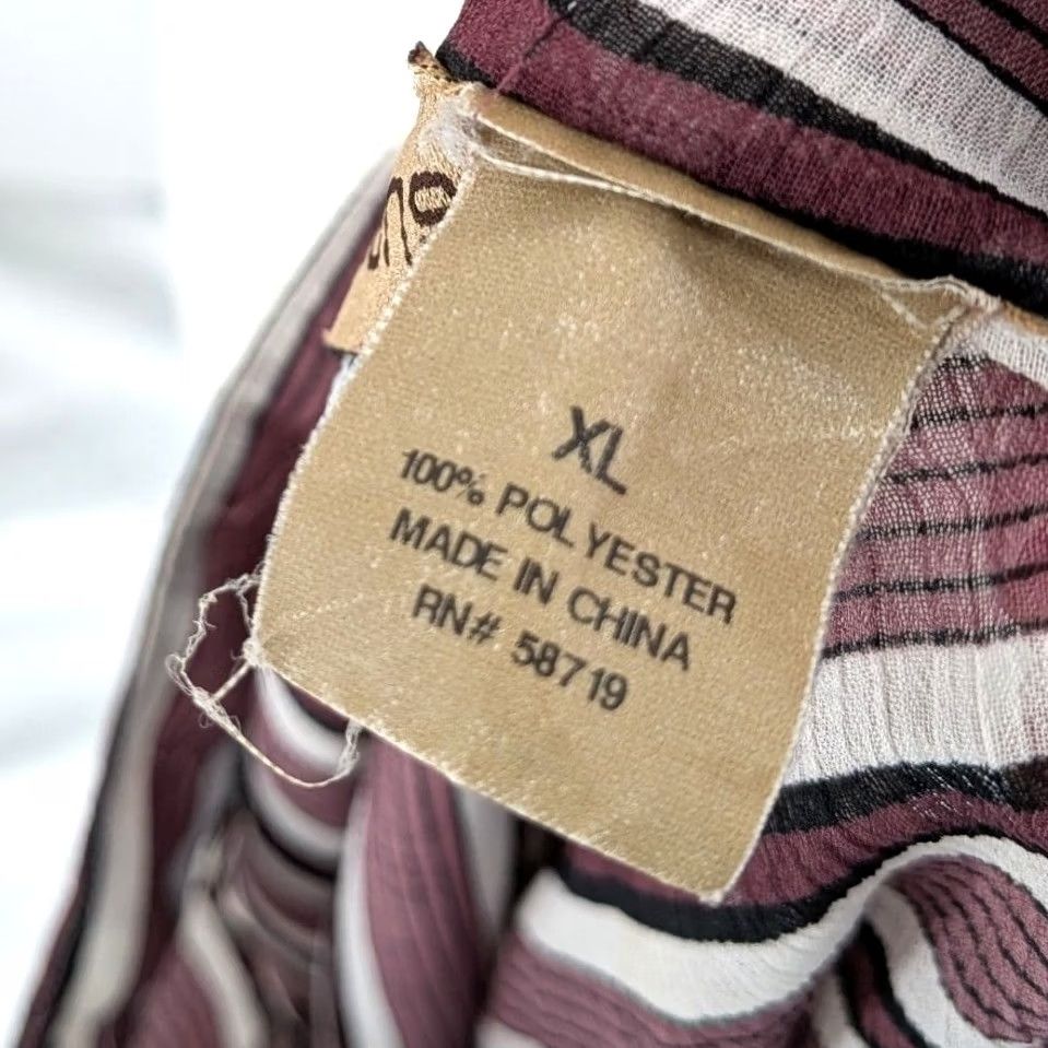 Vintage Notations Boho Stripe Blouse XL Womens Purple Stripe Lightweight Sheer Button Front Vintage-Inspired Size XL / US 12-14 / IT 48-50 - 4 Thumbnail