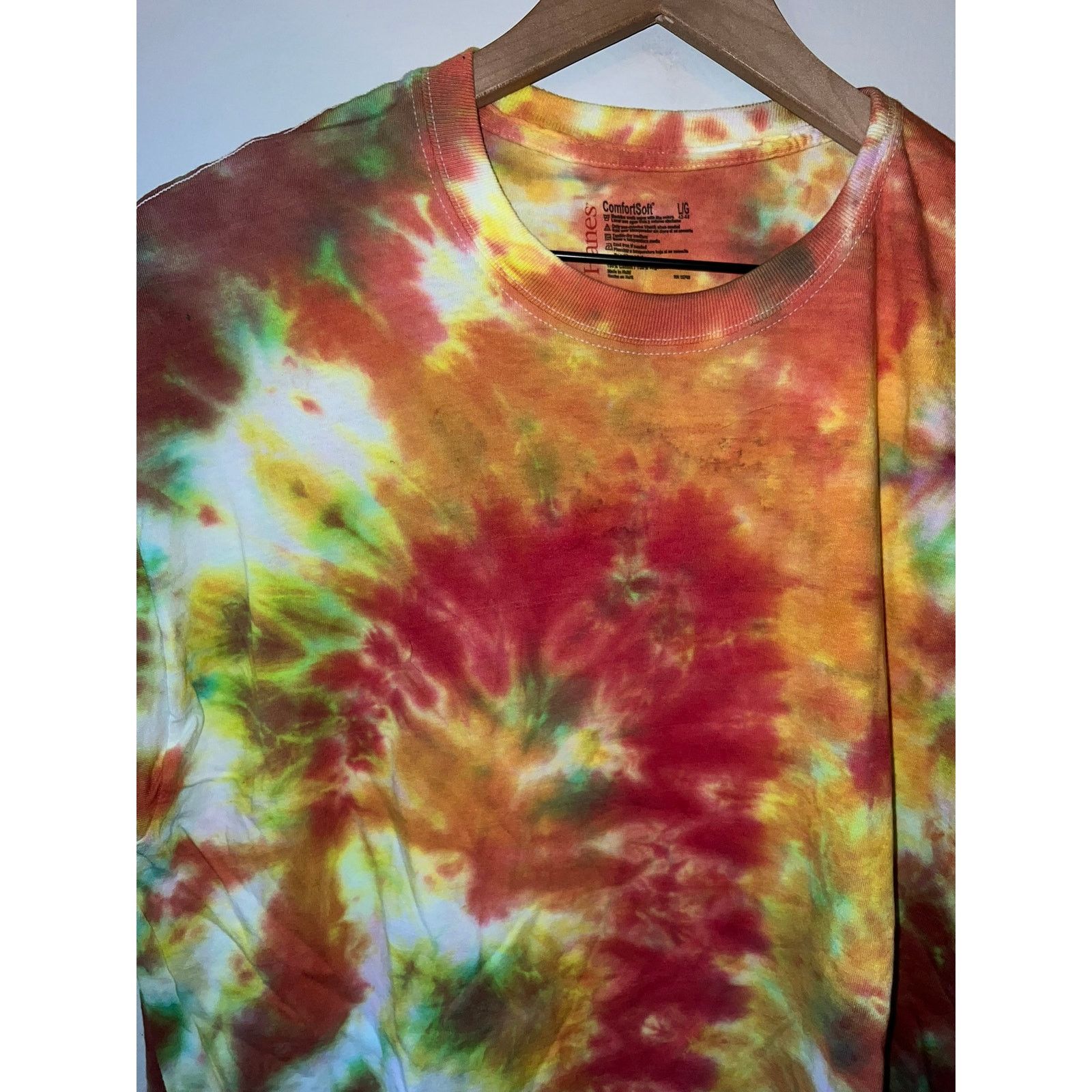 Hanes Hanes Comfort Soft Tie Dye Shirt Red Yellow Tee 2000s Large Size US L / EU 52-54 / 3 - 2 Thumbnail