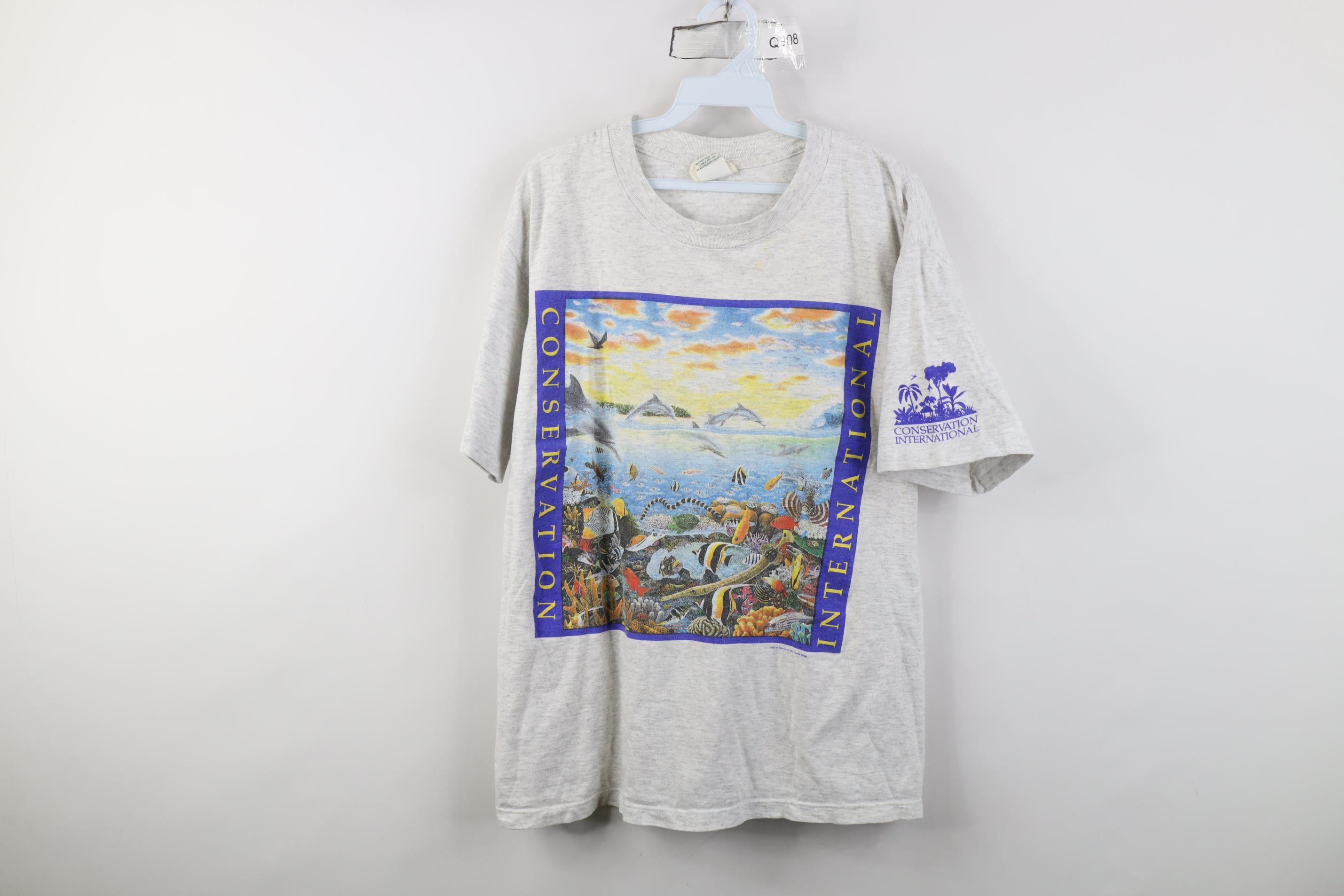 Vintage Vintage 90s Earth Day International Deep Sea Fish T-Shirt Size US L / EU 52-54 / 3 - 1 Thumbnail