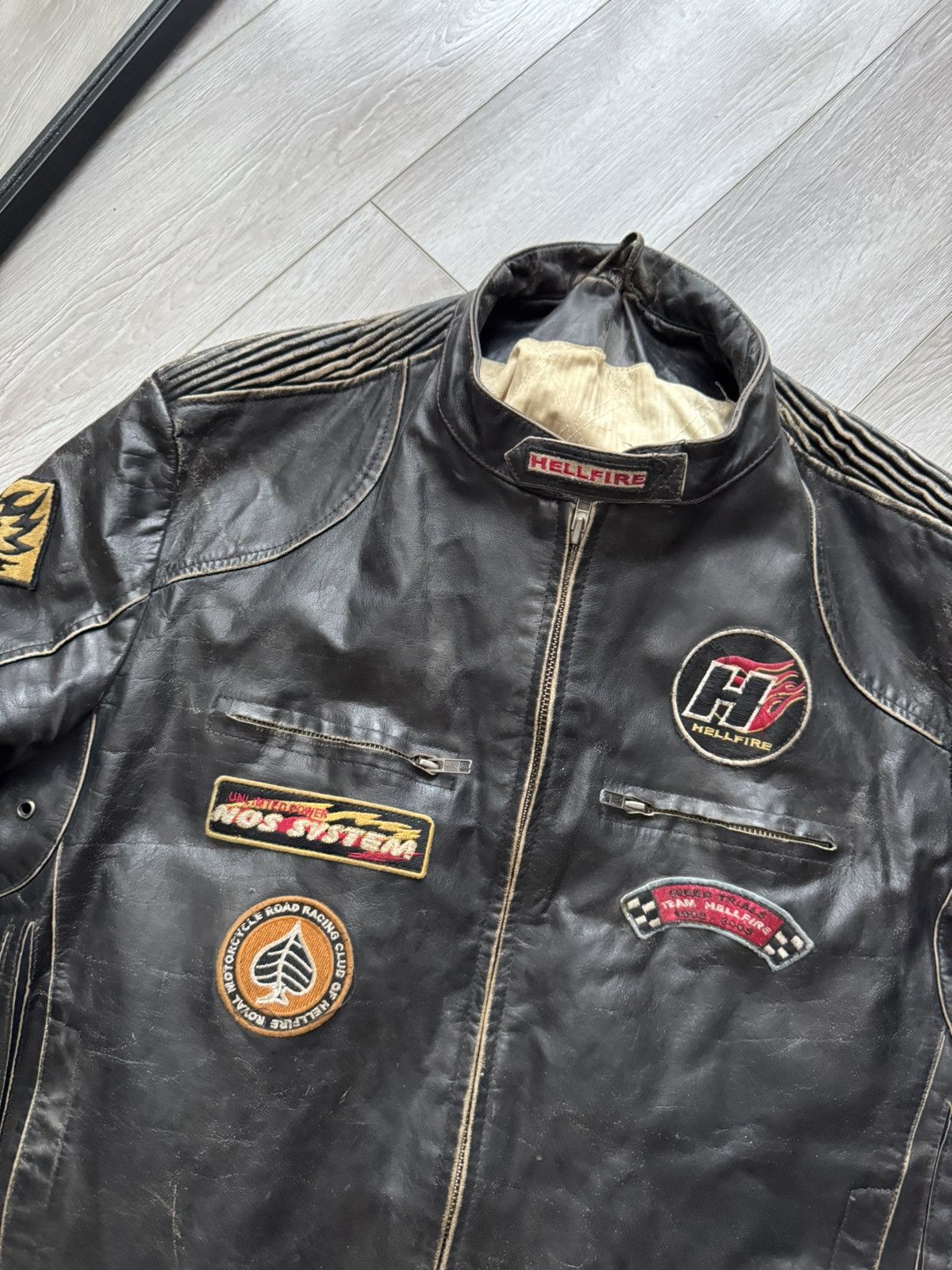 Vintage Vintage Hell Fire Moto Racing Leather Jacket Size US XL / EU 56 / 4 - 4 Thumbnail