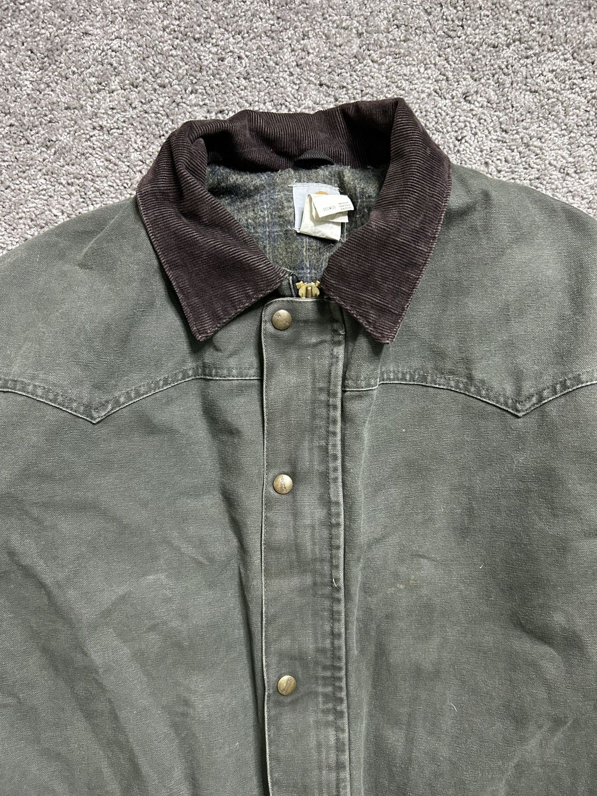 Carhartt Vintage 90s Carhartt Blanket Lined Chore Jacket Moss Earth Size US L / EU 52-54 / 3 - 2 Thumbnail