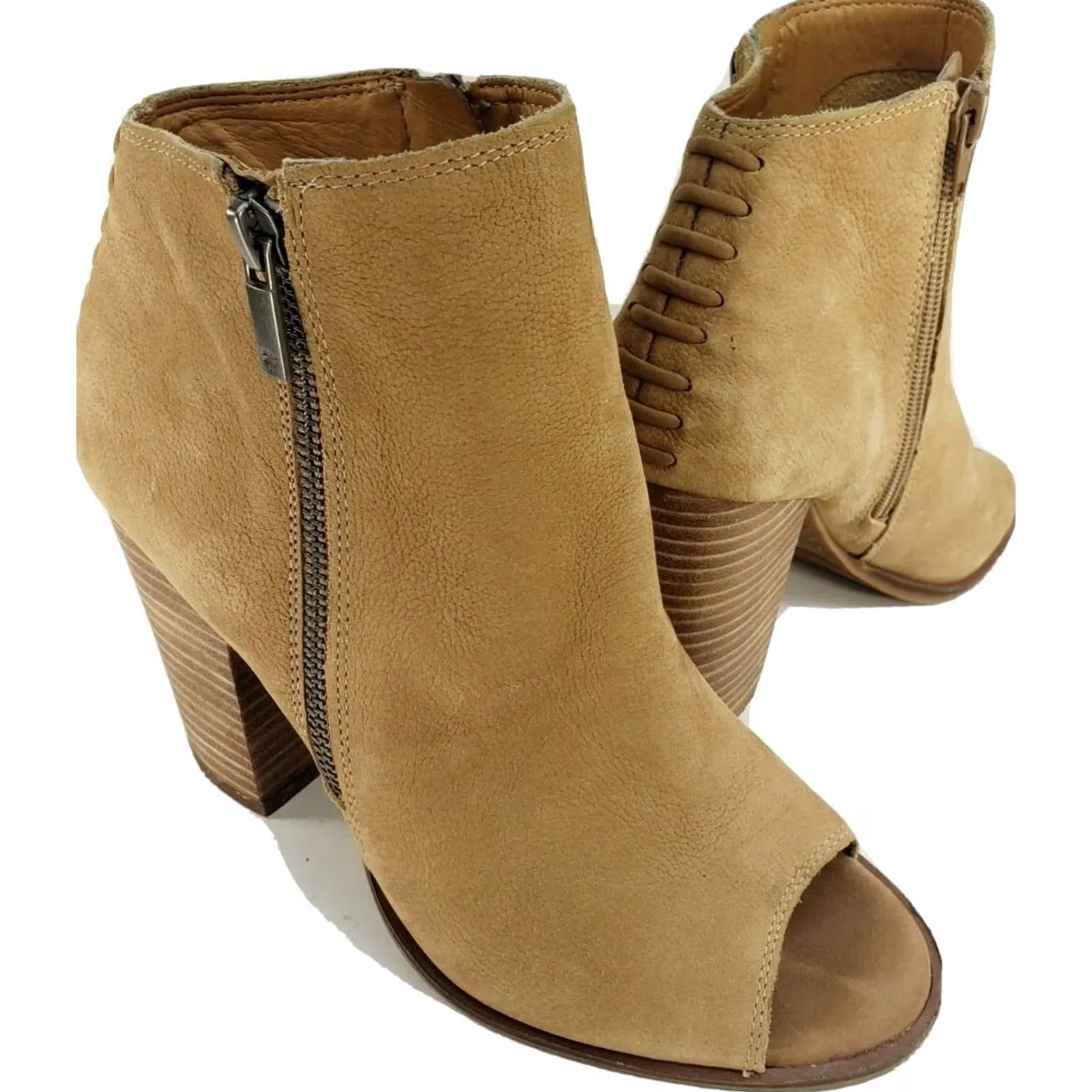 Lucky Brand Lucky Brand Lamija Open Toe Ankle Booties Brown Suede Block Heels Womens 8.5M Shoes Size US 9 / IT 39 - 2 Thumbnail