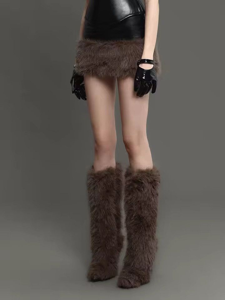 Other Designer Top + Skirt Set Fur PU Leather Punk Pinterest Size S / US 4 / IT 40 - 6 Thumbnail