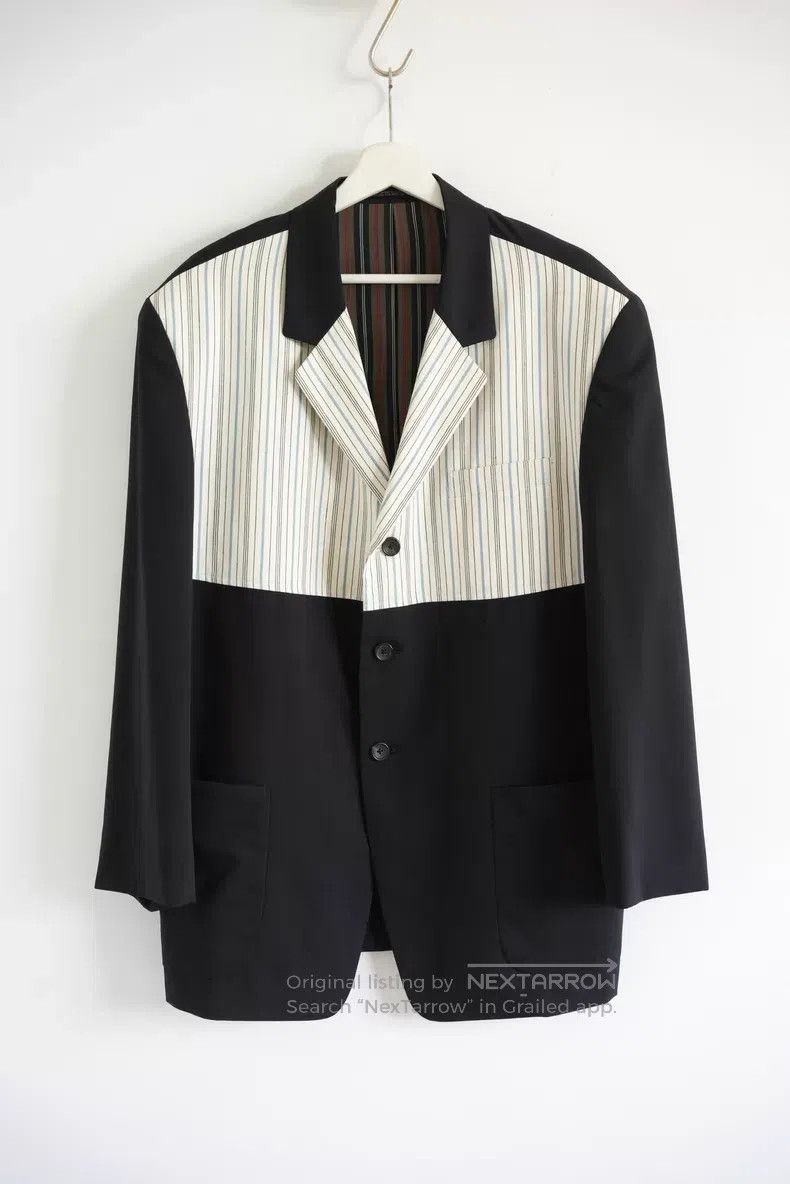 Yohji Yamamoto Yohji Yamamoto size s 93ss white stripe patchwork blazer Size 38S - 1 Thumbnail