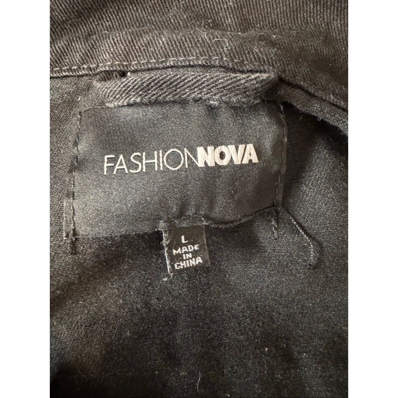 Other Fashion Nova Black Denim Jacket L – Graphic Mona Lisa Back Print “Shut Up” Imagine All The People Quote Women’s Large Size L / US 10 / IT 46 - 3 Thumbnail