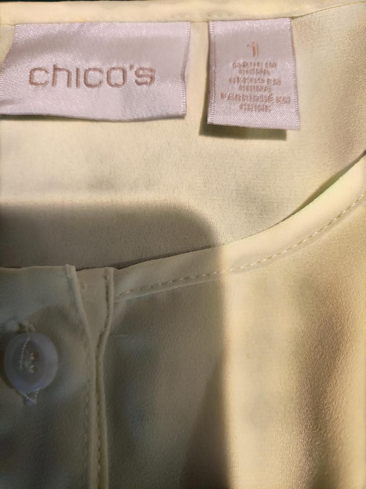 Chicos Chico's Light Yellow Long Sleeve Asymmetrical Blouse Size 11 Size M / US 6-8 / IT 42-44 - 6 Thumbnail