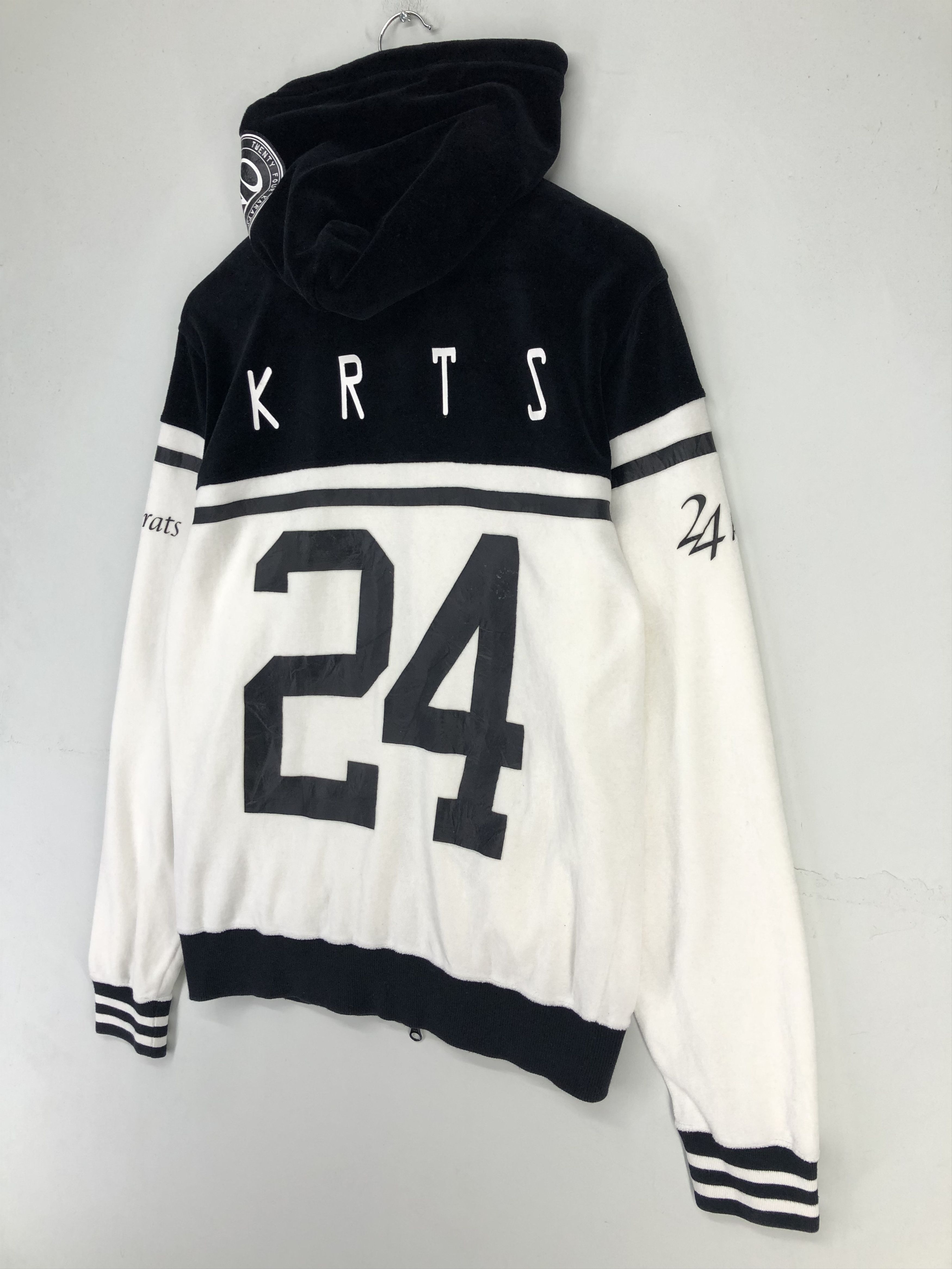 Japanese Brand 24karats Velour Full-Zip Track Jacket In Black And White Size US M / EU 48-50 / 2 - 5 Thumbnail