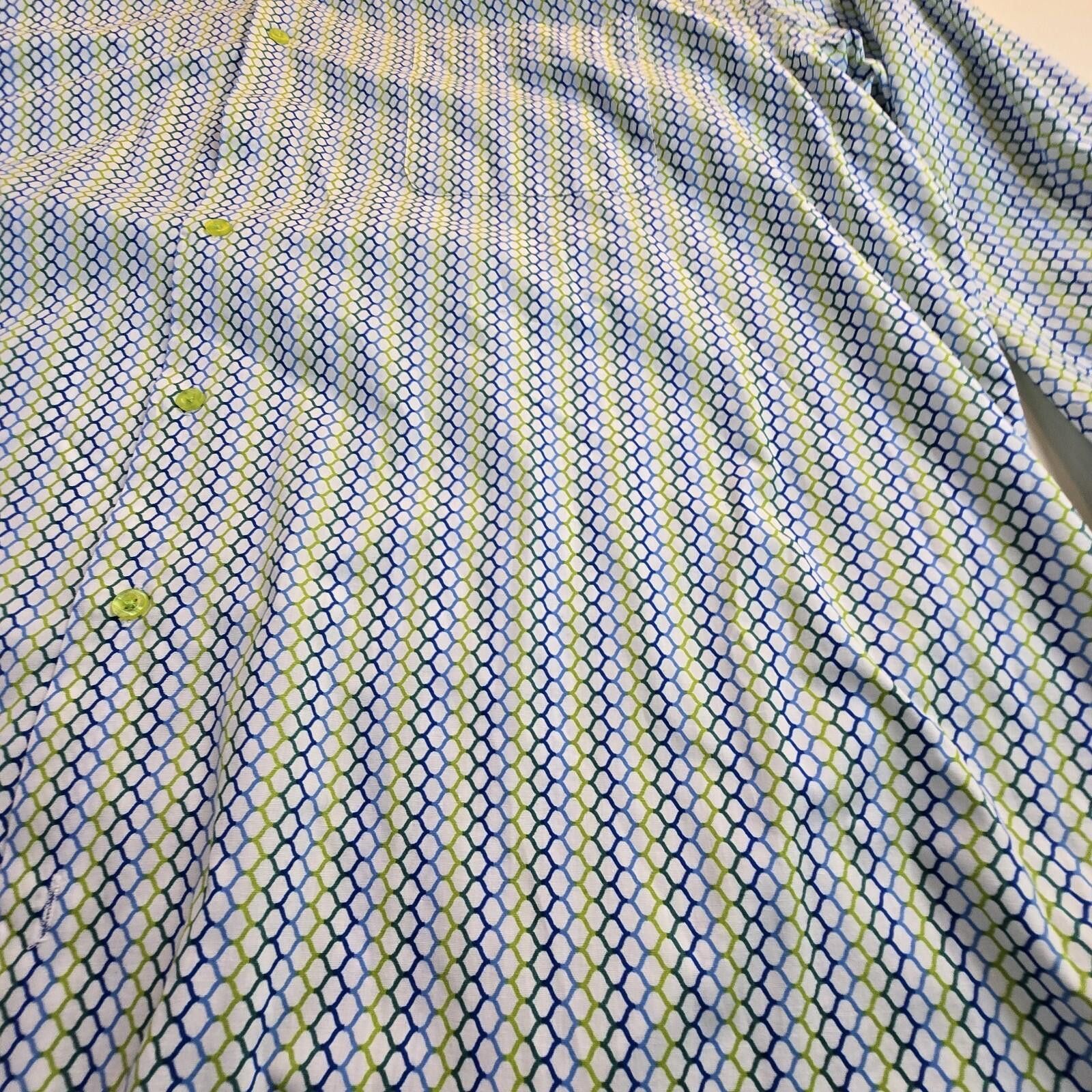 Other Daniel Ellissa Mens Dress Shirt White & Green Stripe Sz 19.5 Size 52R - 2 Thumbnail