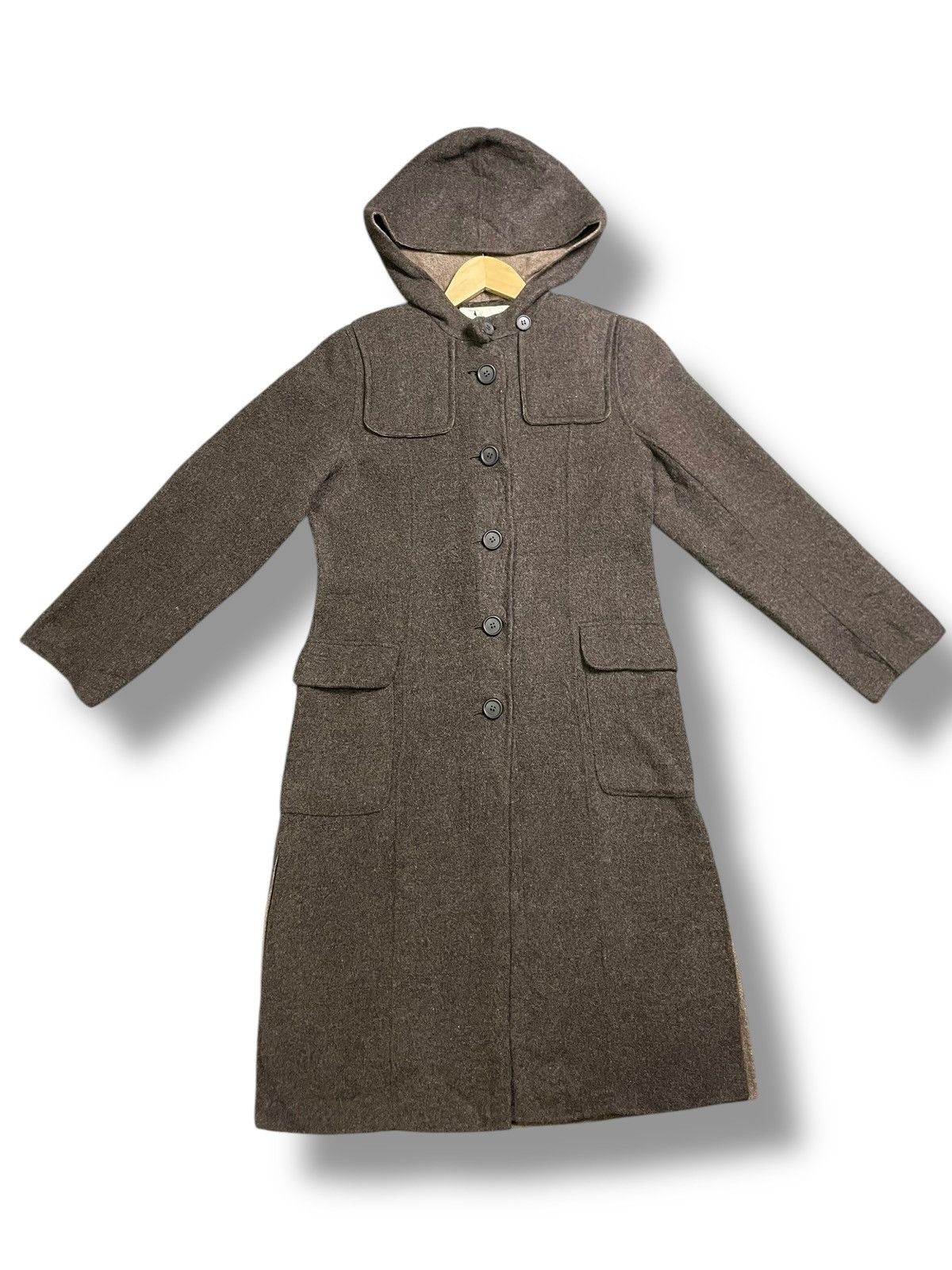 Designer × Vintage Christian Aujard Hooded Alpaca Wool Blend Long Coat (37) Size US S / EU 44-46 / 1 - 1 Thumbnail