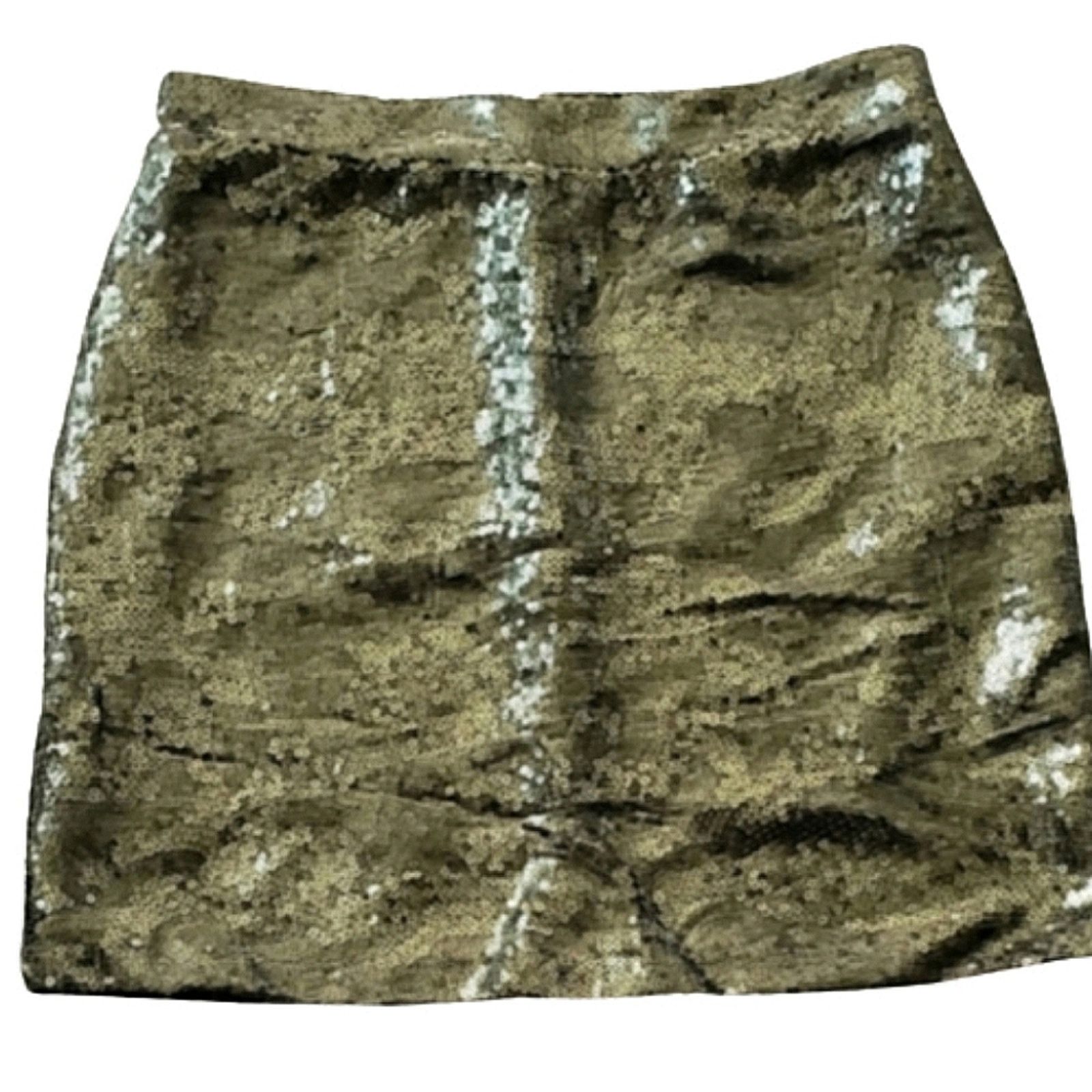 Other OLIVE GREEN ☆ SEQUIN MINI SKIRT ☆ Small ☆ NWT Size 27" / US 4 / IT 40 - 3 Thumbnail
