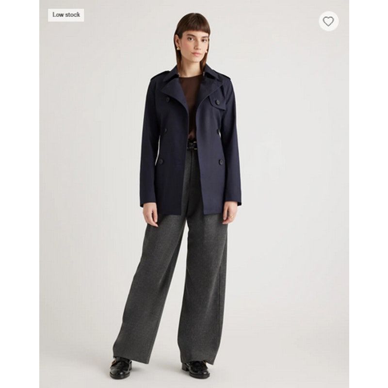 Quince Quince Women Comfort Stretch Short Trench Coat Navy XS NWT Size XS / US 0-2 / IT 36-38 - 3 Thumbnail