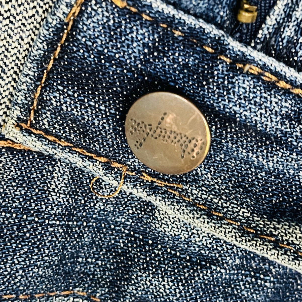 Japanese Brand Vintage Flared Wrangler Hidden Rivet Distressed Denim Jeans Size US 32 / EU 48 - 15 Thumbnail