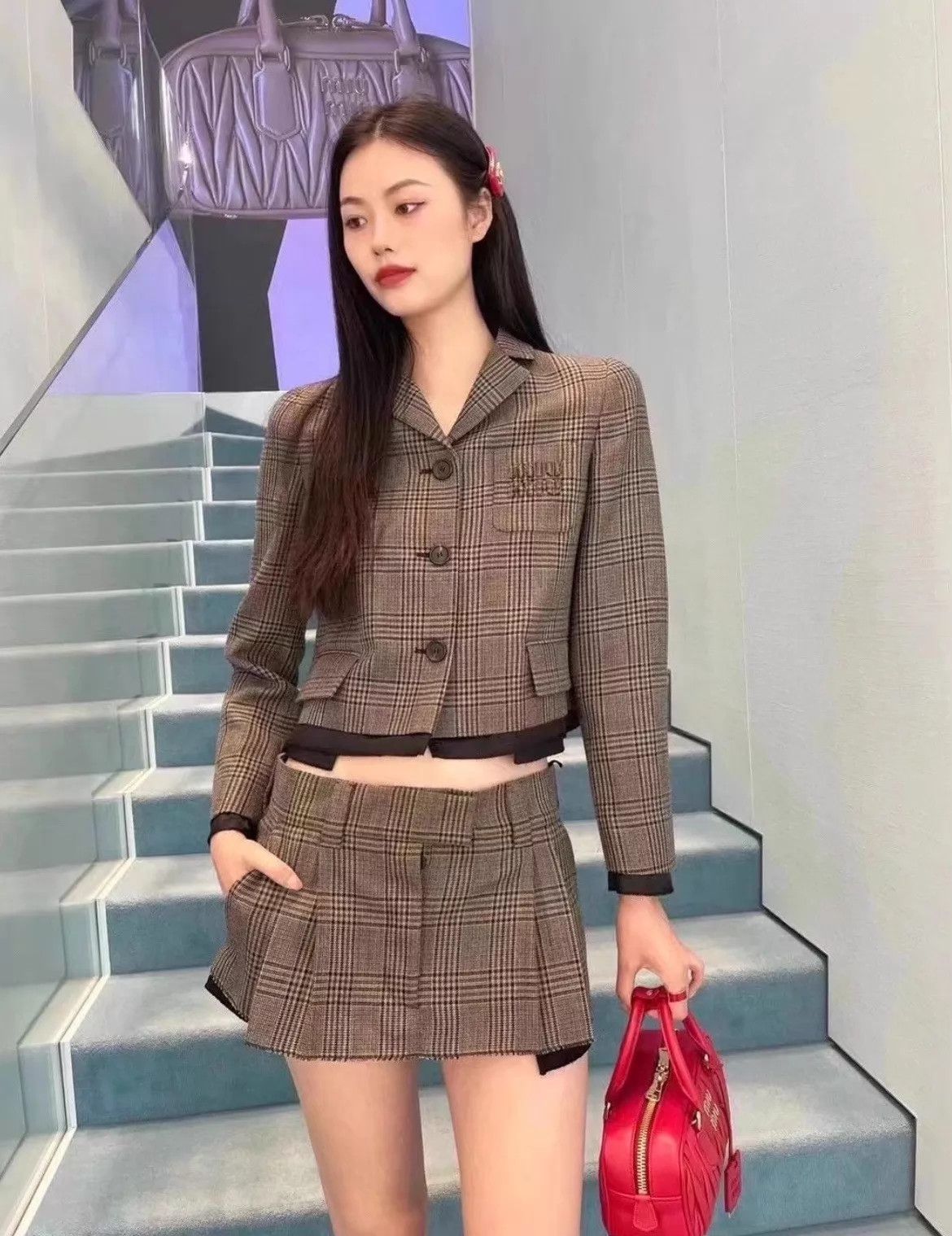 Miu Miu MIU MIU vintage brown check sweet & cool jacket Size XS / US 0-2 / IT 36-38 - 9 Thumbnail