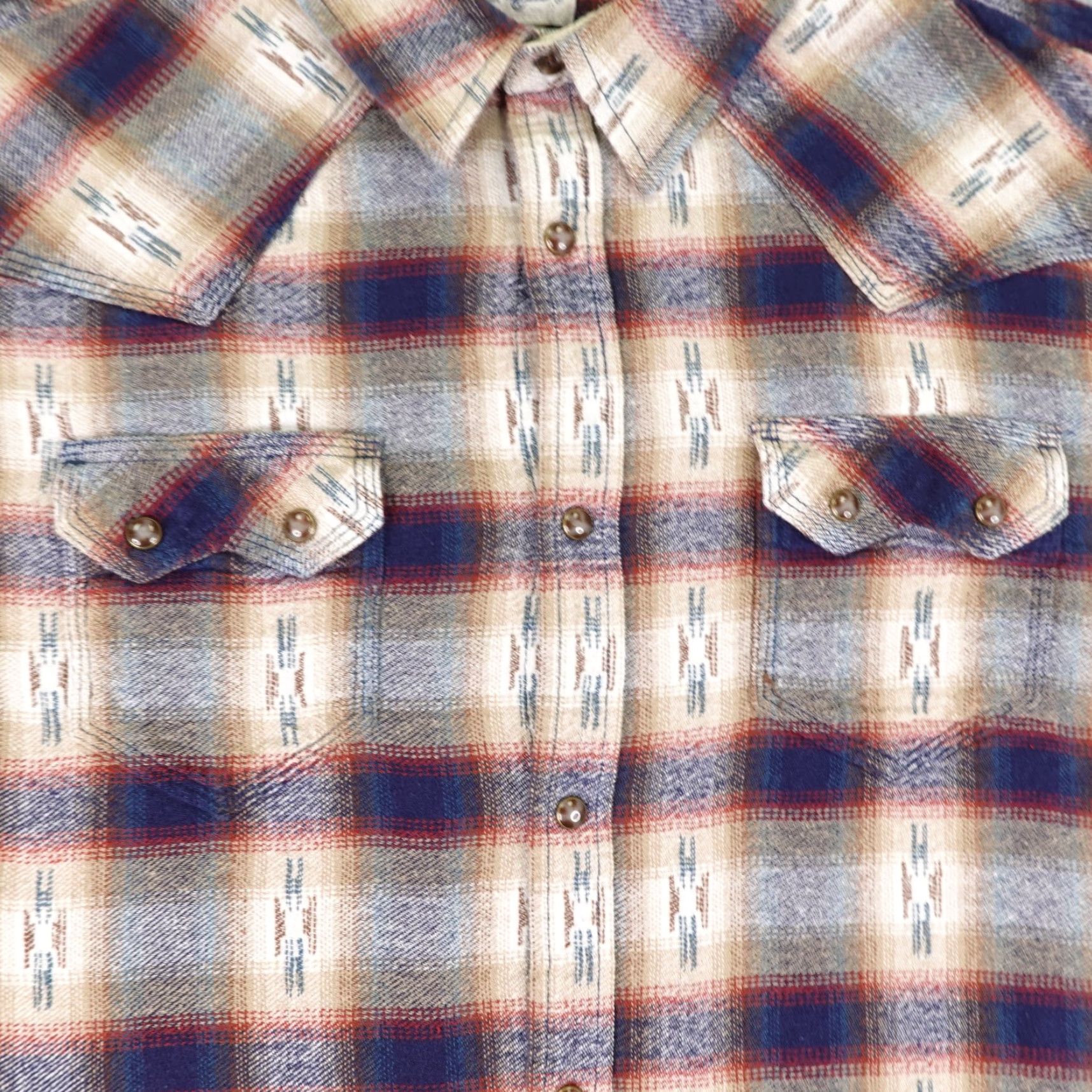 Vintage VINTAGE Moon Shrine Button Up Shirt Road Western Casual Plaid Blue XL Mens Button-Up Shirt Size US XL / EU 56 / 4 - 3 Thumbnail