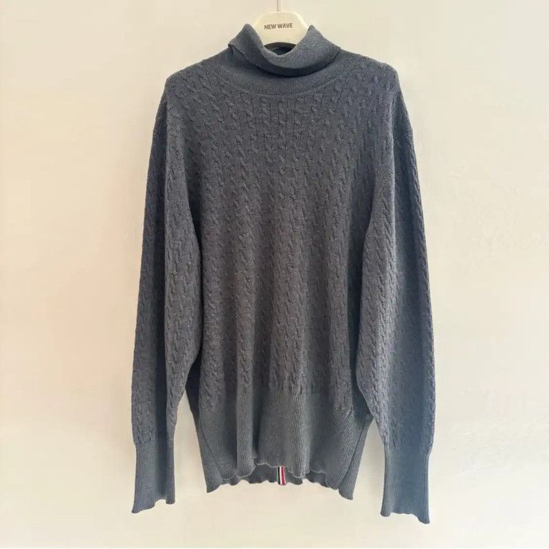 Thom Browne Thom Browne Gray Wool Striped Long Sleeve Sweater 0089 Size US XXL / EU 58 / 5 - 1 Thumbnail