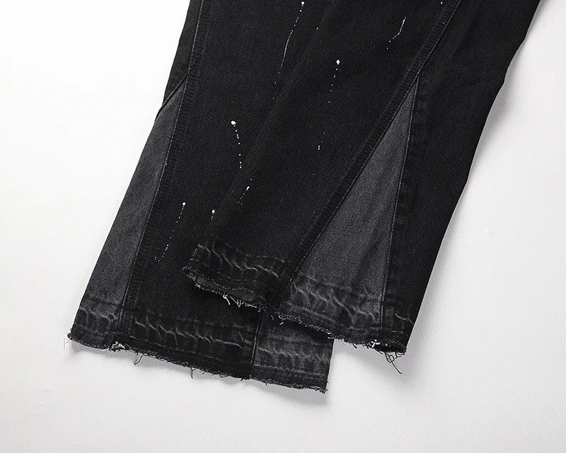 Jean Splattered Paint Flare Black Denim Jeans Size US 30 / EU 46 - 9 Thumbnail
