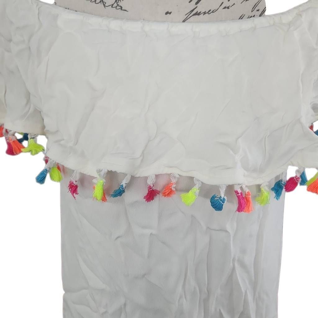 Forever 21 Forever 21 Ladies Sise Small Cream Neon Tassel Off Shoulder Size S / US 4 / IT 40 - 3 Thumbnail
