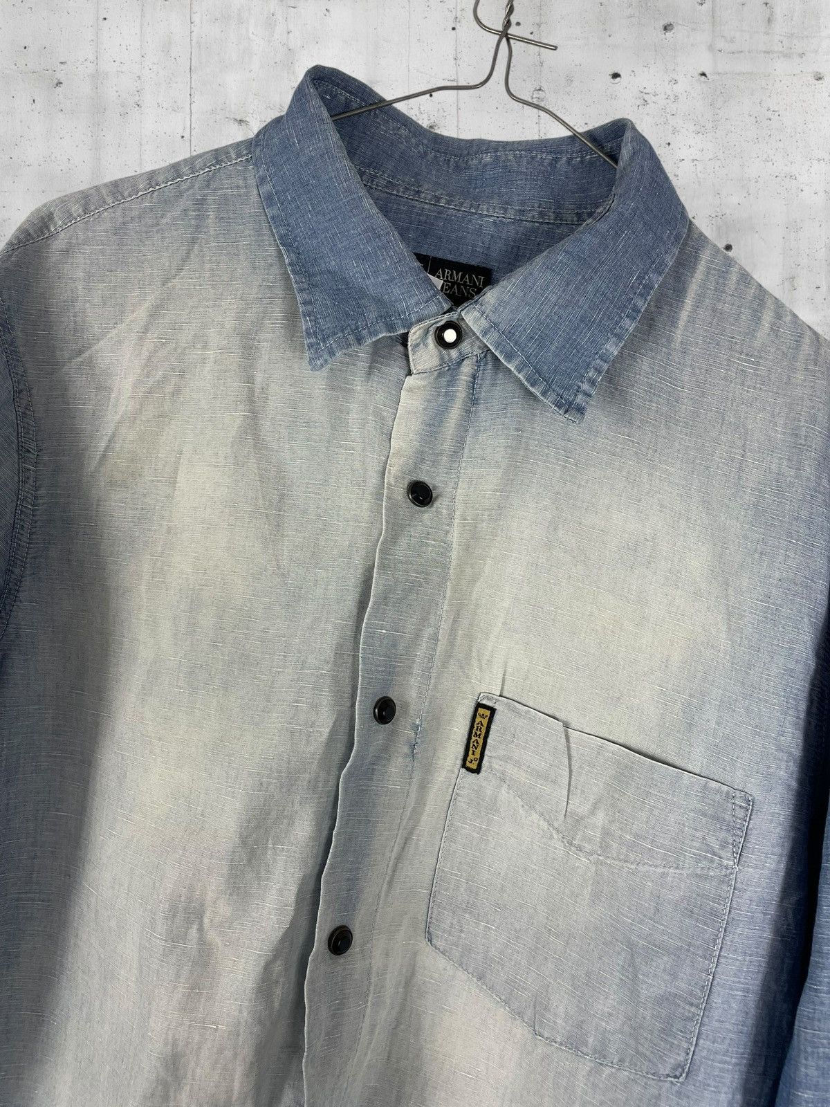 Vintage Armani Jeans Vintage 90s Sun Faded Denim Shirt Size US M / EU 48-50 / 2 - 3 Thumbnail