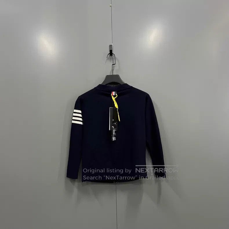 Thom Browne Thom Browne Navy Blue Striped Knit Cardigan Size US L / EU 52-54 / 3 - 4 Thumbnail