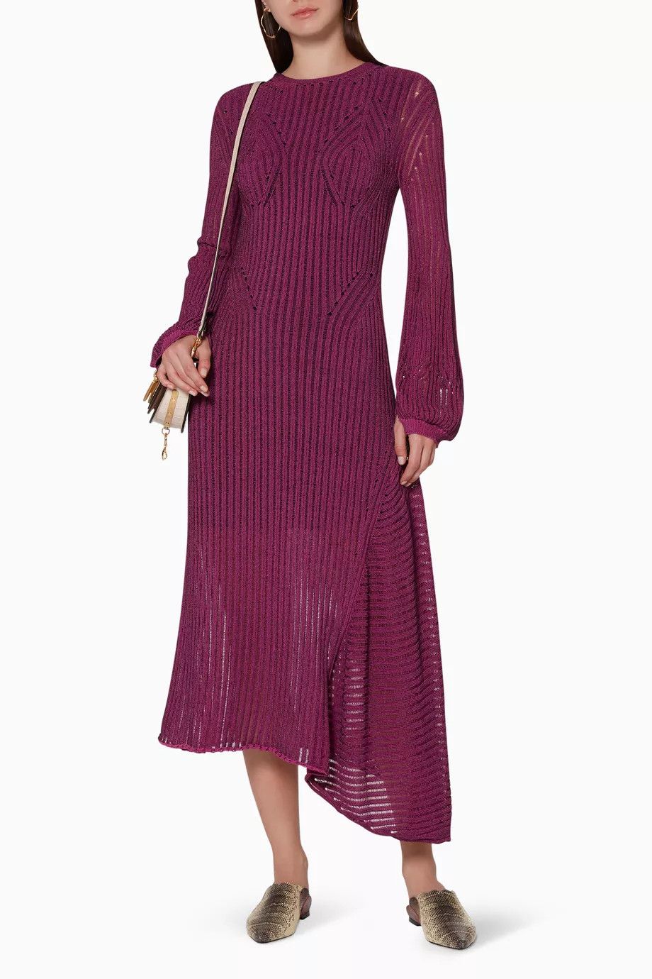 Chloe o1y0825 Midi Dress in Garnet Size S / US 4 / IT 40 - 2 Thumbnail