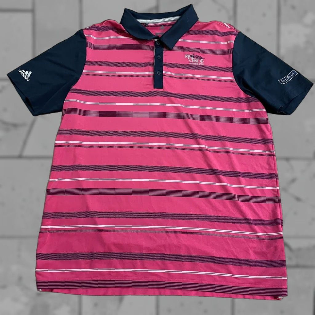 Adidas ADIDAS GOLF Polo Shirt Mens XL Pink Striped Rio Verde Golf Shirt Size US XL / EU 56 / 4 - 1 Thumbnail