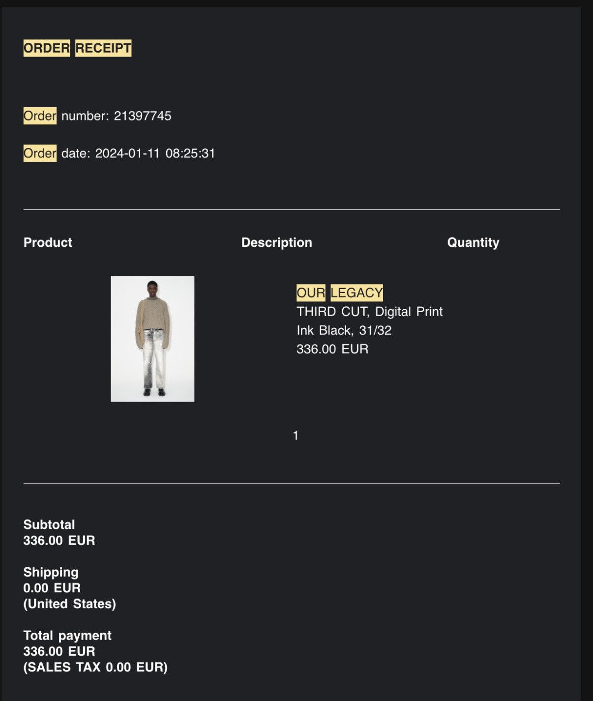 Our Legacy Third Cut Digital Denim