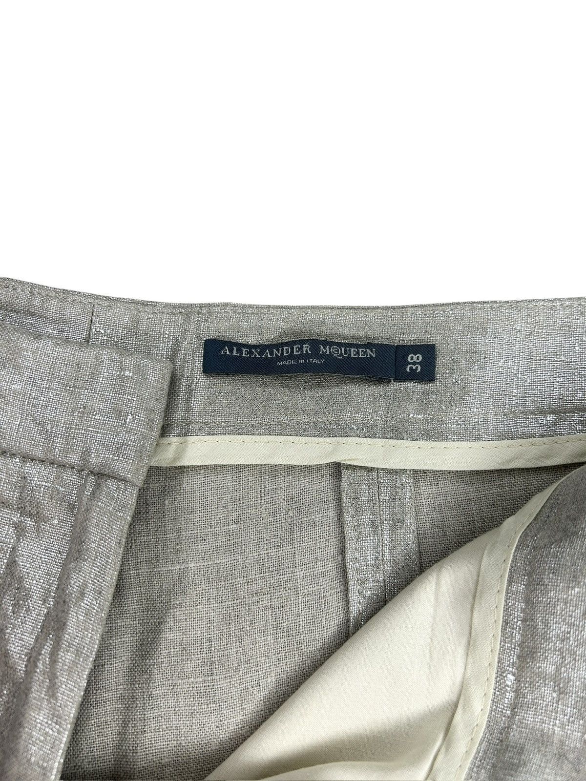 Alexander McQueen S/S 06 Gold Linen Capri Pants Size 26" / US 2 / IT 38 - 4 Thumbnail