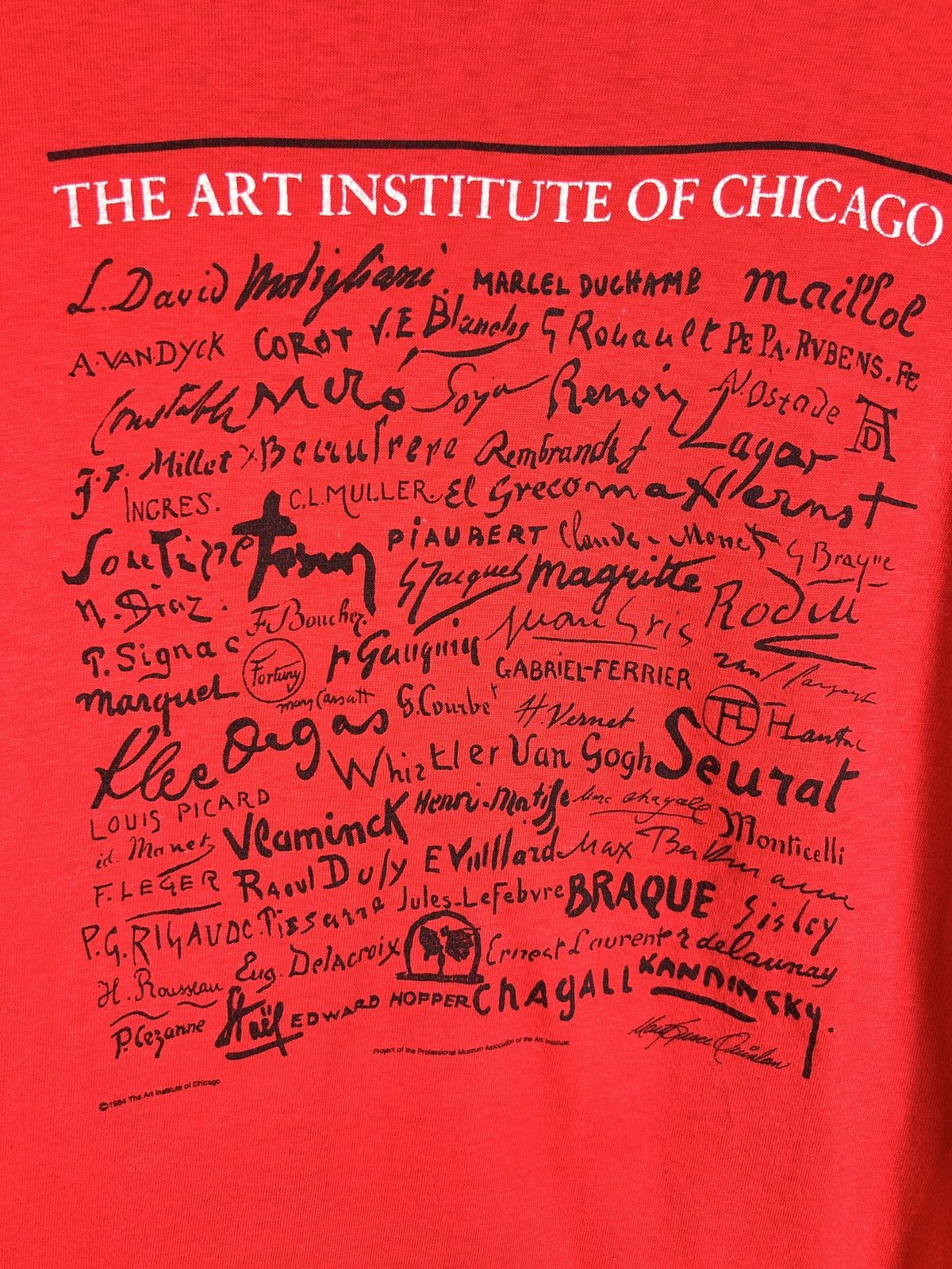 Vintage 80s Vintage The Art Institute Of Chicago 1984 T-Shirt Red M Size US M / EU 48-50 / 2 - 2 Thumbnail