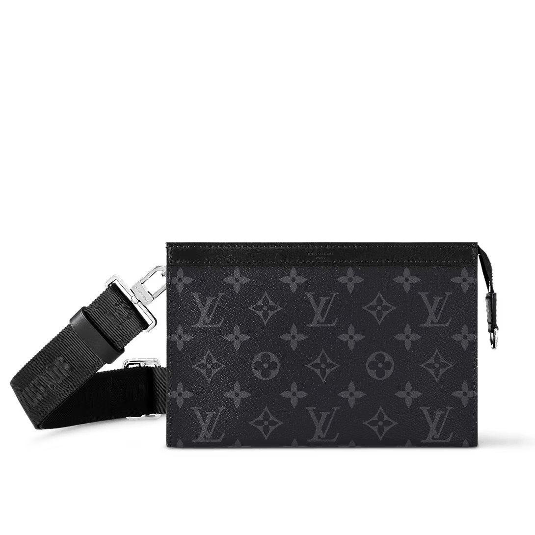 Leather x Louis Vuitton Gaston Wearable Wallet Messenger Bag Black M81124, Men's