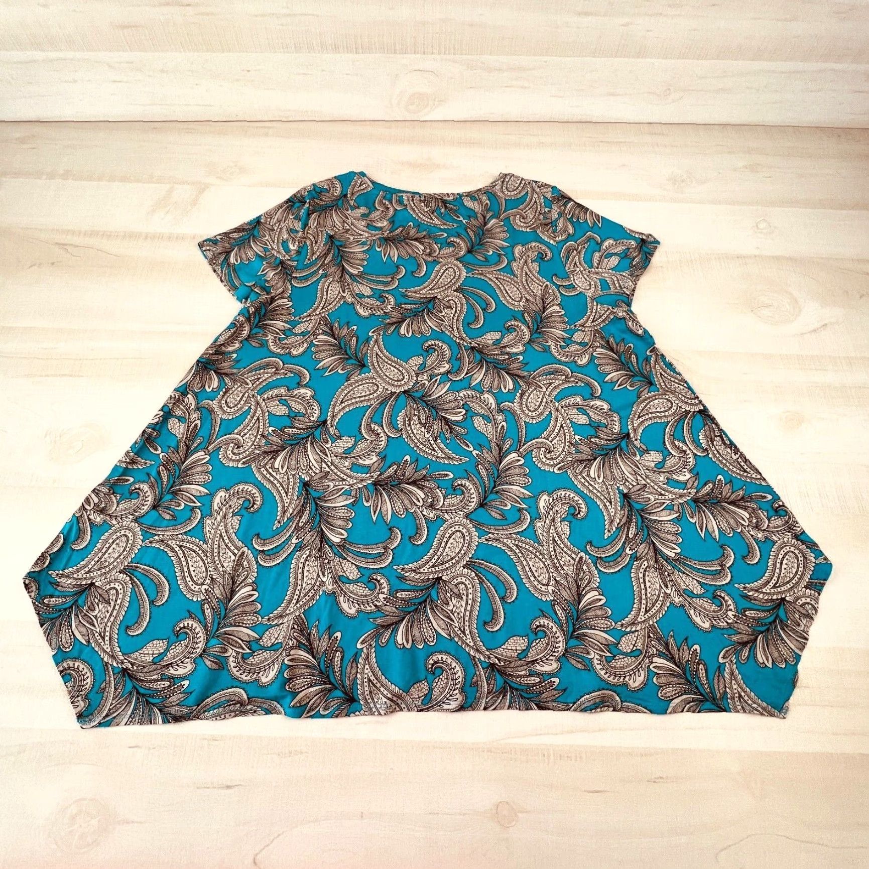 Willi Smith Willi Smith Blue Paisley Short Sleeve Blouse Womens 2X Size XXL / US 16-18 / IT 52-54 - 7 Thumbnail