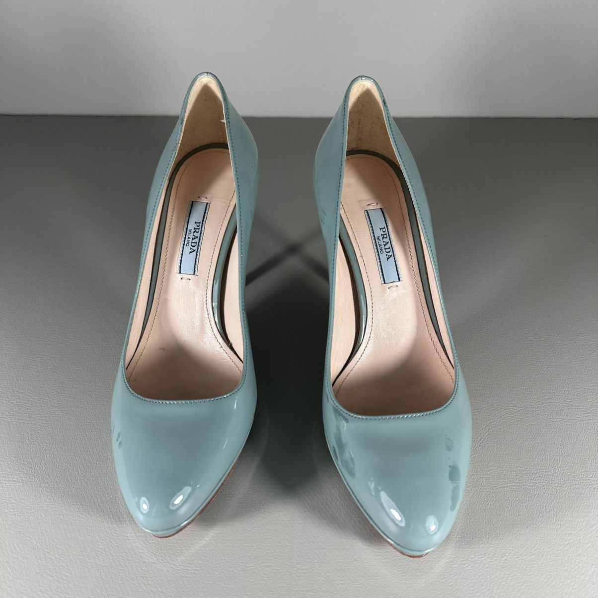 Prada PRADA Milano Pastel Blue Patent Leather Pointed Toe Pumps Size US 6 / IT 36 - 4 Thumbnail