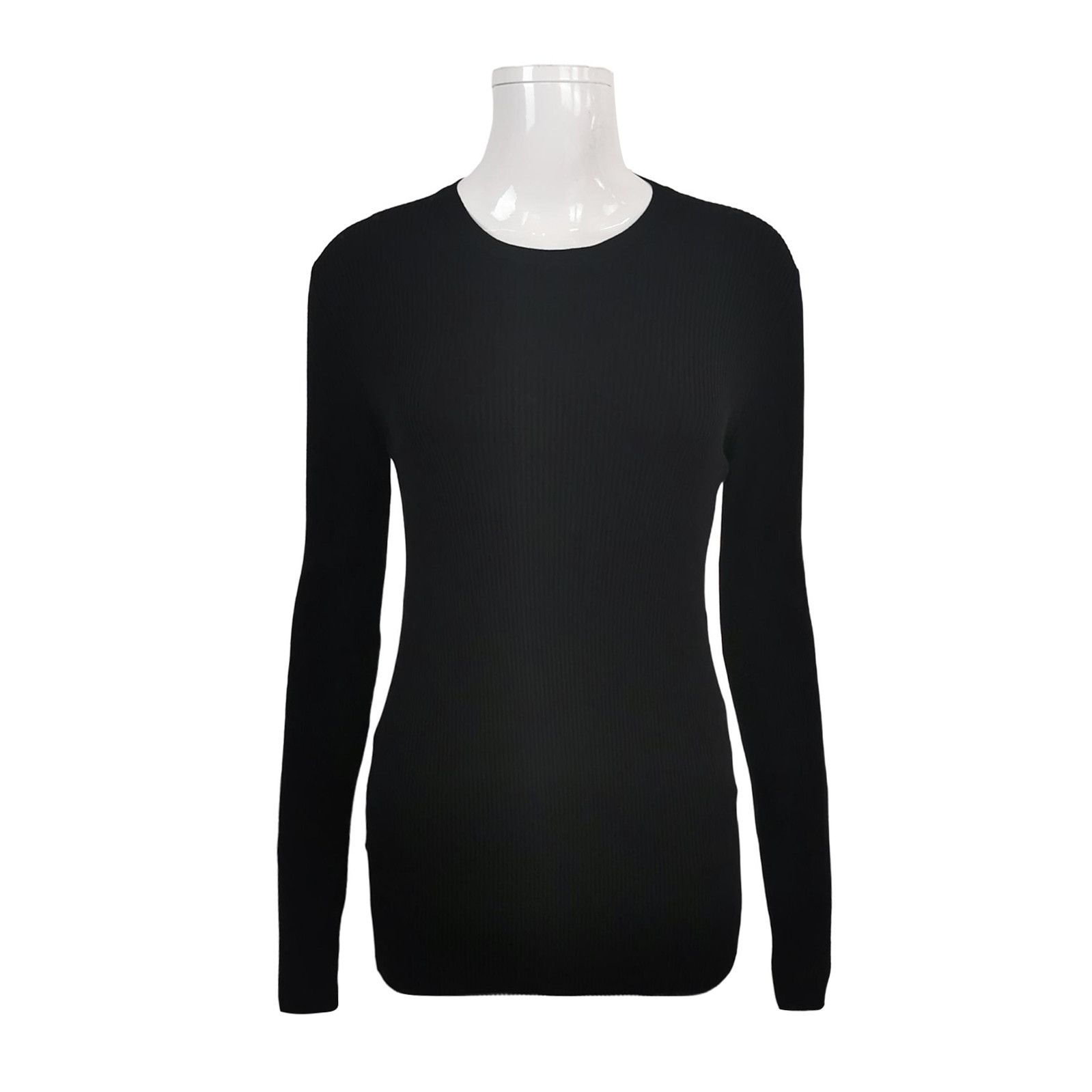 Prada Prada Black Ribbed Knit Long Sleeve Sweater 0089 Size L / US 10 / IT 46 - 1 Thumbnail