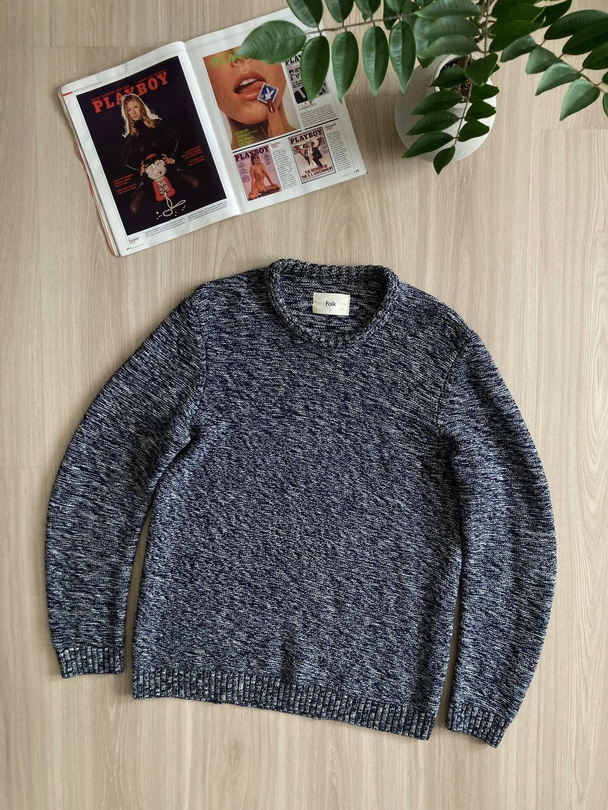 Vintage Folk Mixed Yarn Knit Cotton Sweater Japanese Style