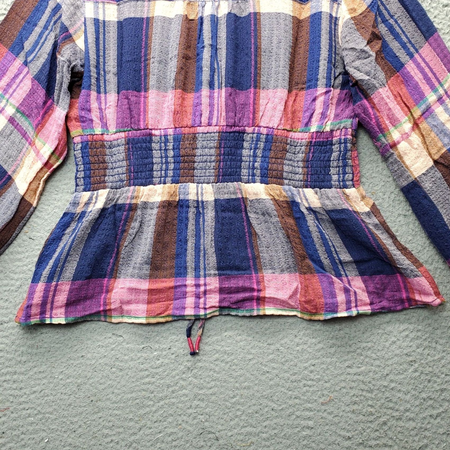 Vintage Pilcro Anthropologie Womens M Multi Plaid Tie Waist V Neck Button Front - Sale Size M / US 6-8 / IT 42-44 - 8 Thumbnail