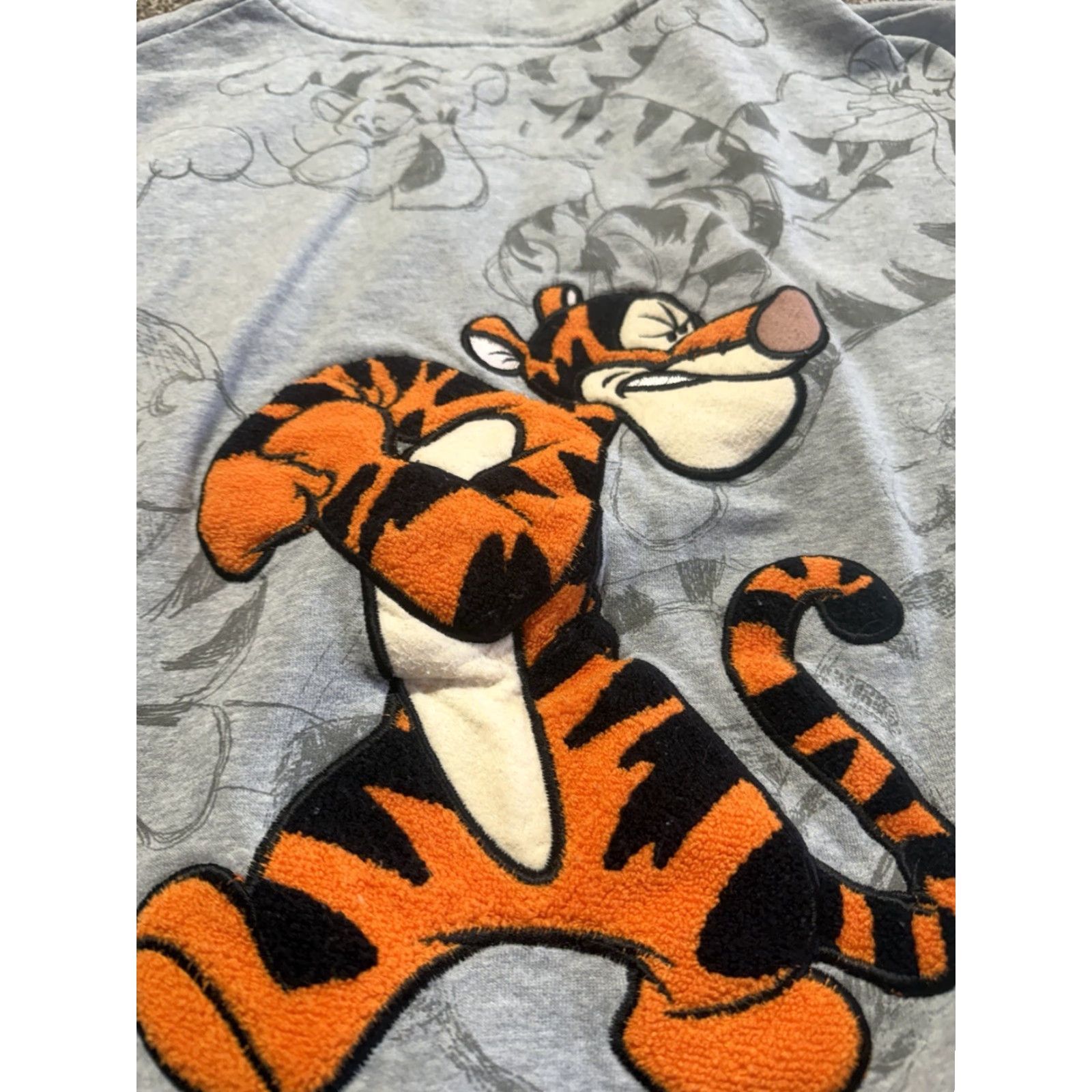 Disney Disney Jacket Womens Mens Sweatshirt Full Zip Gray XL Tigger Long Sleeve Coat Winter Fall Basic Regular - Shirt? Size XL / US 12-14 / IT 48-50 - 2 Thumbnail