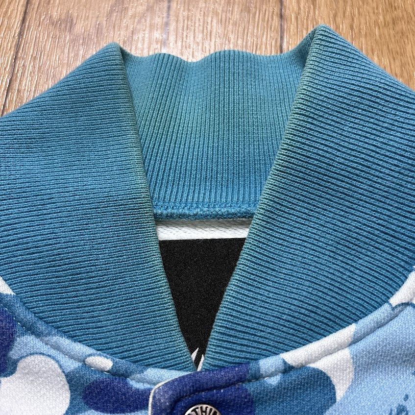 NIGO Bape camo blue スタジャン varsity jacket BAPE Blue camo sweat varsity jacket a bathing ape NIGO Size L | eBay